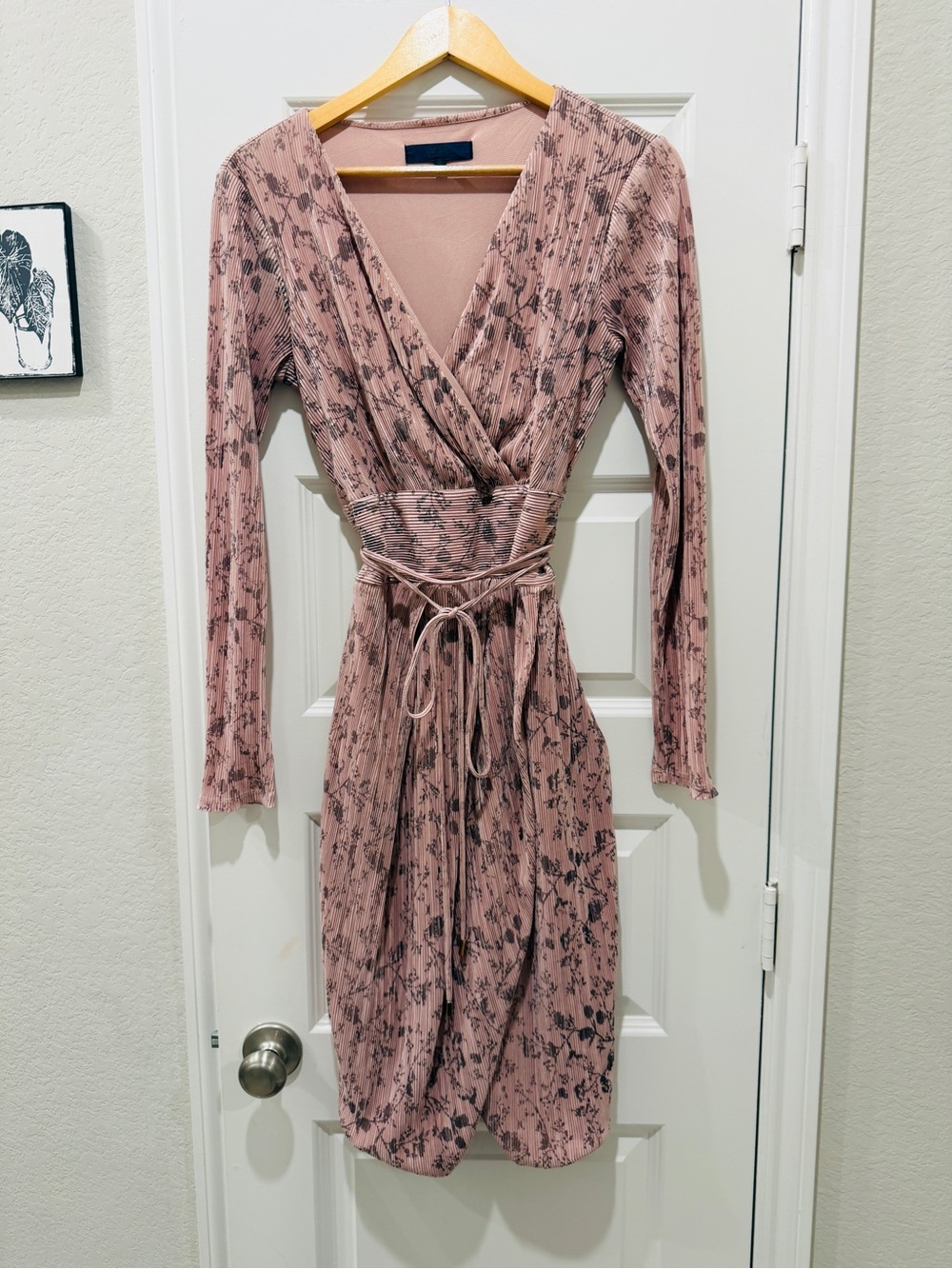 RACHEL Rachel Roy Dusty Rose Floral Wrap Midi Dress